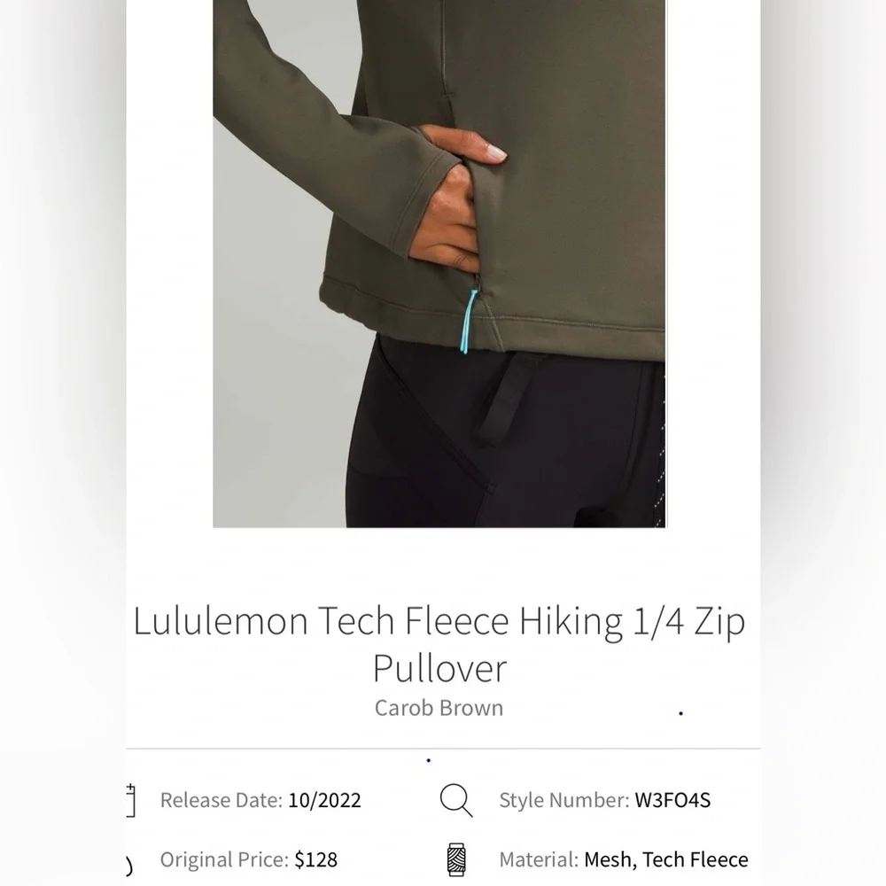Lululemon Tech Fleece Hiking 1/4 Zip Pullover - Picture 2 of 16